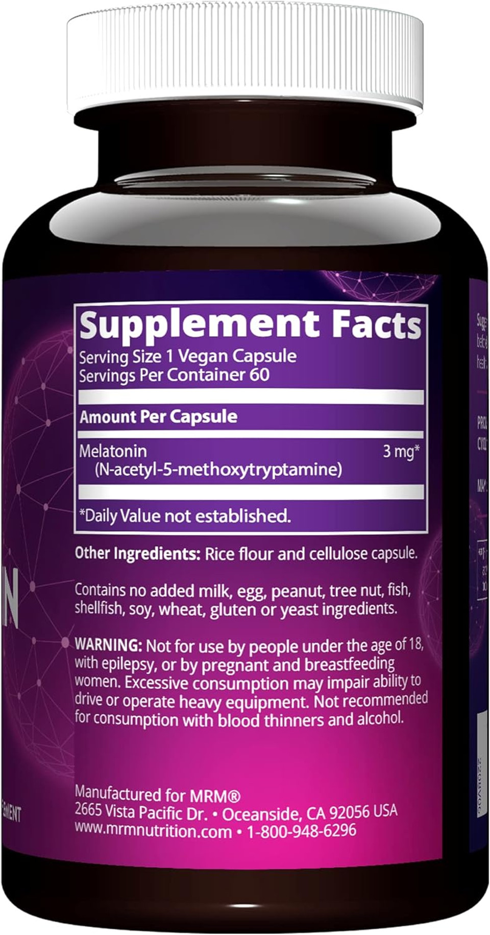 Mrm - Melatonin 3Mg Purity Assured By Hplc 60 Vcaps