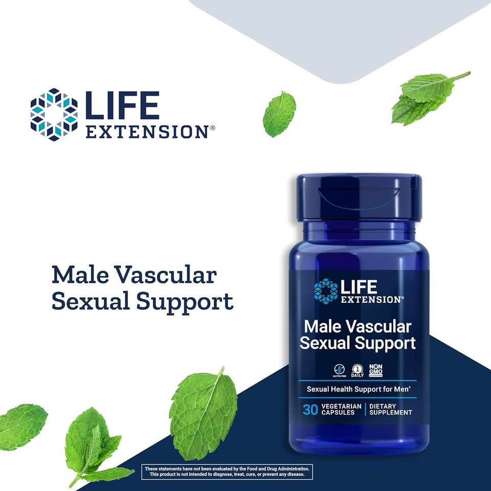 Life Extension Male Vascular Sexual Health Support -Hormone-Free Black Ginger Extract Supplement For Men  One Daily, Gluten-Free, Vegetarian, Non-Gmo - 30 Capsules