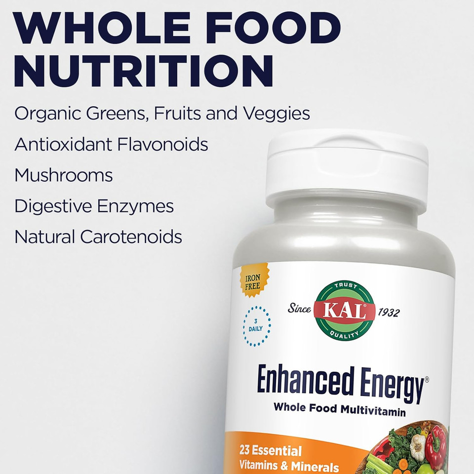 Kalã¢Â® Enhanced Energy Multivitamin | Whole Food Based Vitamins & Minerals W/ Antioxidants, Digestive Enzymes & Natural Carotenoids | 180 Capsules