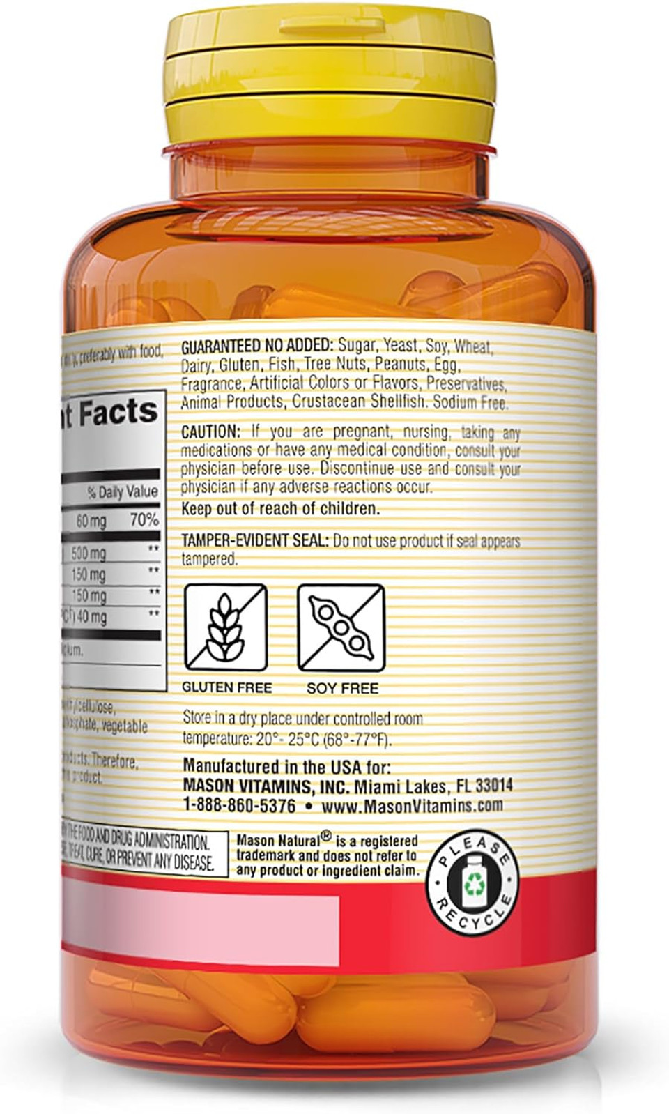 Mason Natural Tart Cherry Vegetable Capsules, 1000 Mg, 90 Count