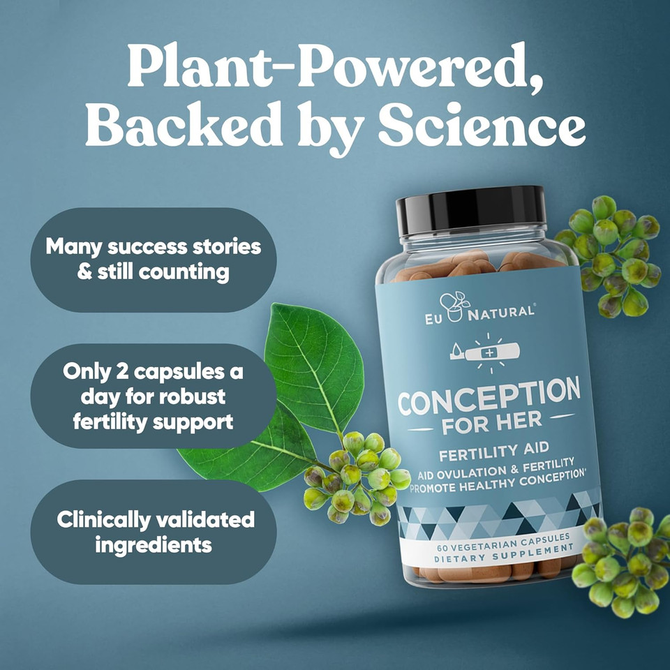 Conception Fertility Supplements For Women  Aids Ovulation, Hormonal Balance, & Regular Cycles  Prenatal Vitamin Support With Myo-Inositol, Folate, Folic Acid, Vitex  60 Vegetarian Soft Capsules