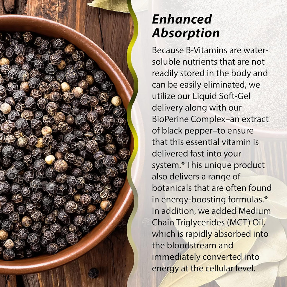 Irwin Naturals One-Per-Day Mega B-12 1,500Mcg High Potency Methylcobalamin Vitamin - Fast Enhanced Absorption With Mct + Asian Ginseng - Natural Energy Boost - 60 Liquid Softgels