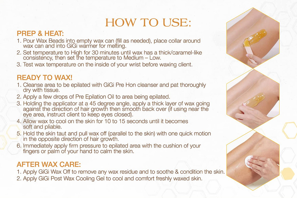 Gigi Hard Wax Beads, Golden Honee All Purpose Hair Removal Wax, No Strip Needed, 14 Oz