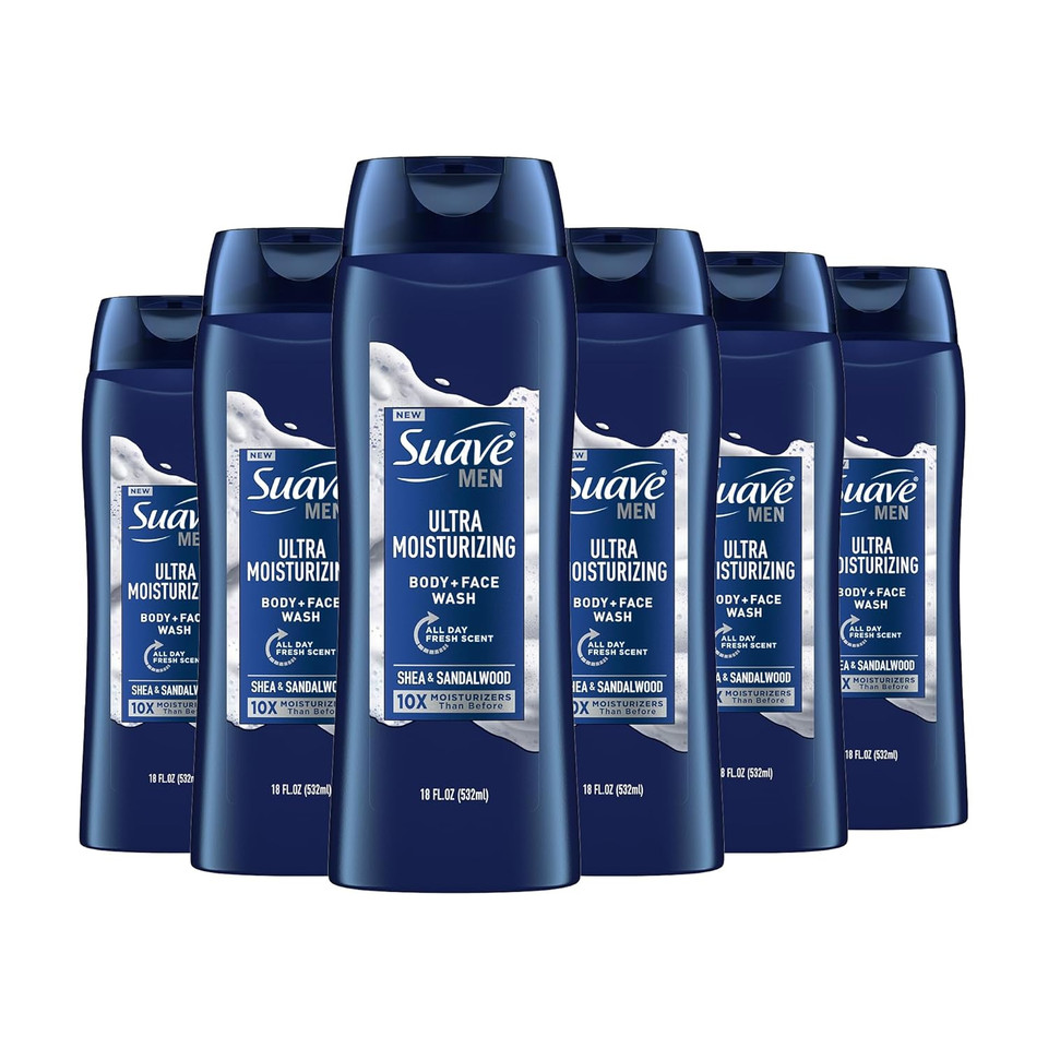 Suave Men Ultra Moisturizing Body & Face Wash, Shea & Sandlwood Scent, No Parabens, No Phtahaltes, 18 Oz Pack Of 6 Suave Men Ultra Moisturizing Body & Face Wash, Shea & Sandlwood Scent, No Parabens, No Phtahaltes, 18 Oz Pack Of 6