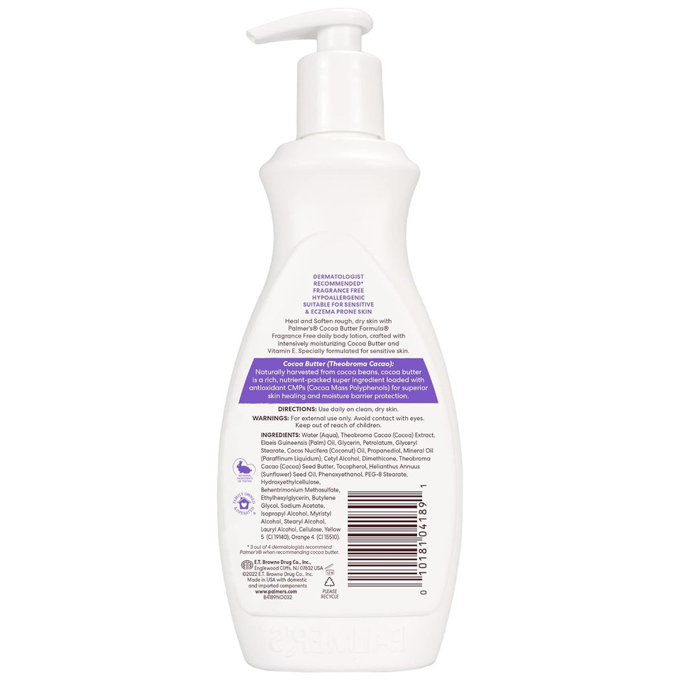 Palmer'S Cocoa Butter Formula Fragrance Free Body Lotion, 13.5 Ounce