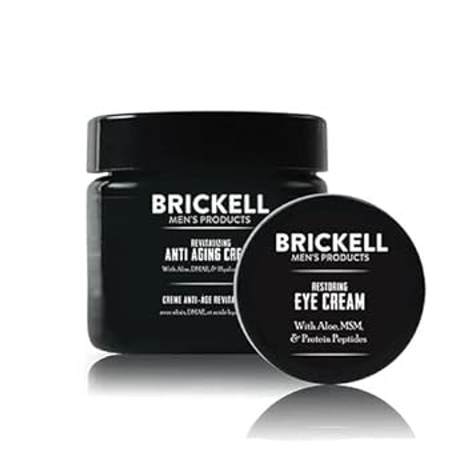 Brickell Men's Ultimate Anti-Aging Routine, Anti-Wrinkle, Night Face Cream and Eye Cream to Reduce Puffiness, Wrinkles, Dark Circles, Under Eye Bags, Natural and Organic, Unscented