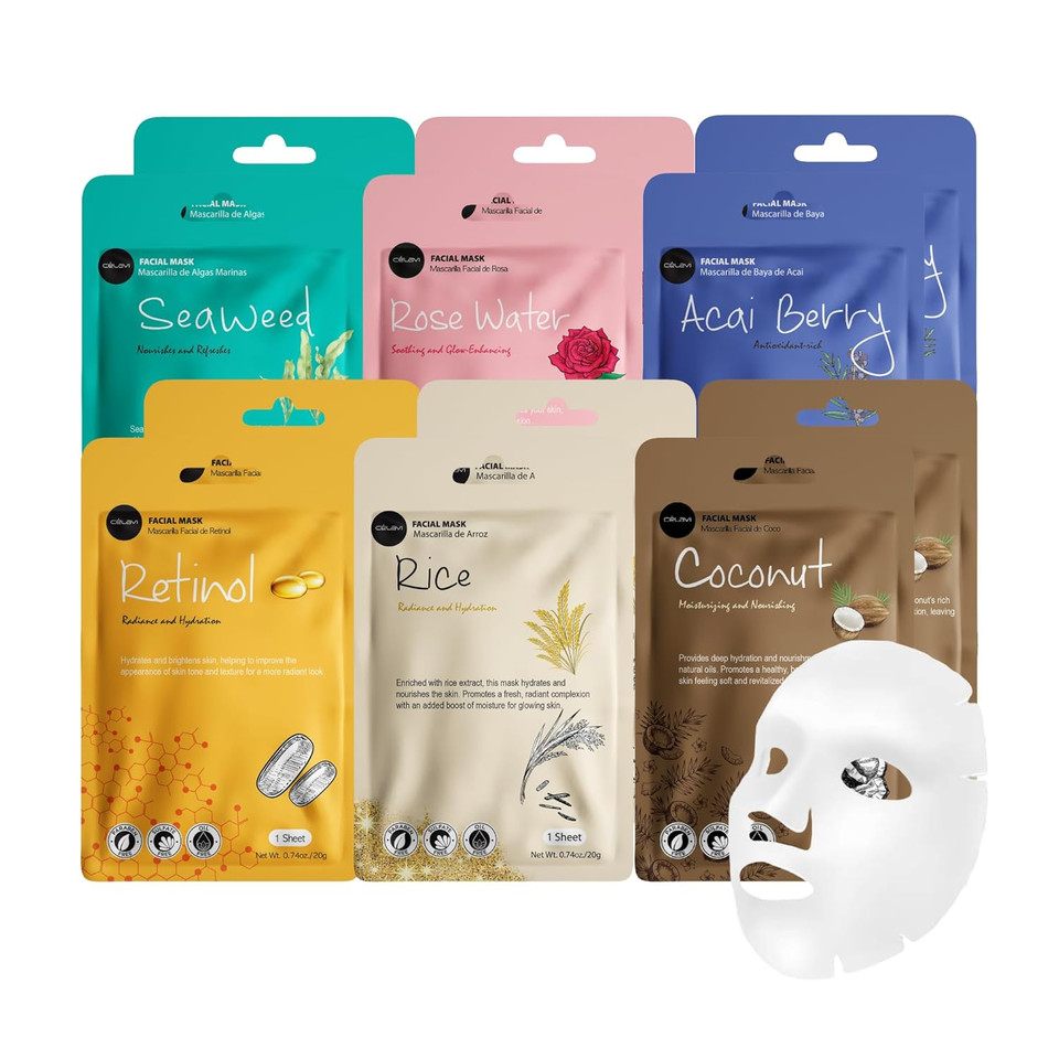 Celavi Face Mask Sheet 12 Pacl K-Beauty Skincare Korea Skin Care Moisturizing Facial