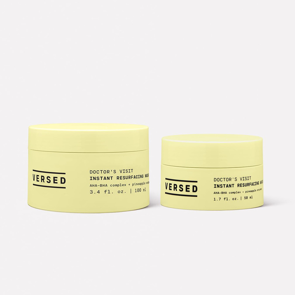 Versed Doctorã¢ÂS Visit Exfoliating Face Mask, Jumbo - Aha Bha Facial Exfoliant, Pore Minimizer + Skin Resurfacing Enzyme Mask - Moisturizing, Smoothing + Brightening Vegan Skincare (3.4 Fl Oz)