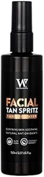 Face Self Tanning Water Aloe Vera 150ml - Self Tan Face Mist, Face Tan, Vegan, DHA Natural Tanning Active no biscuit smell, Tropical smelling