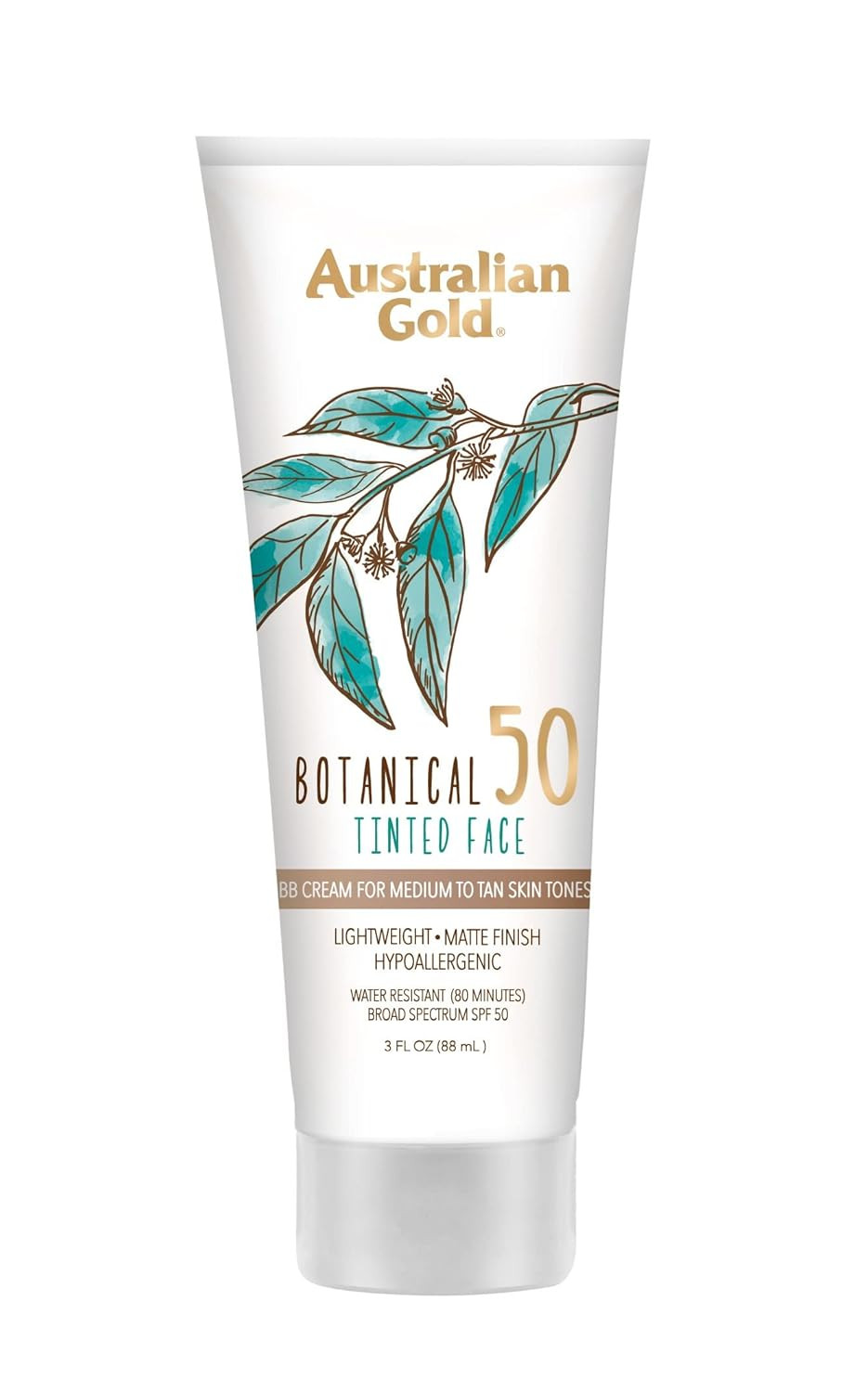 Australian Gold Botanical Spf 50 Tinted Sunscreen For Face, Non-Chemical Bb Cream & Mineral Sunscreen,Water-Resistant,Matte Finish,For Sensitive Facial Skin,Rich To Deep Skin Tones, 3 Fl Oz, Rich-Deep