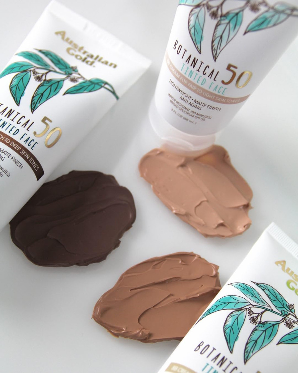 Australian Gold Botanical Spf 50 Tinted Sunscreen For Face, Non-Chemical Bb Cream & Mineral Sunscreen,Water-Resistant,Matte Finish,For Sensitive Facial Skin,Rich To Deep Skin Tones, 3 Fl Oz, Rich-Deep