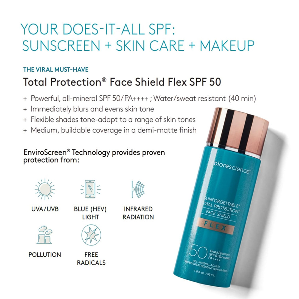 Colorescience Total Protection Face Shield Flex Spf 50, 1.8 Fl. Oz