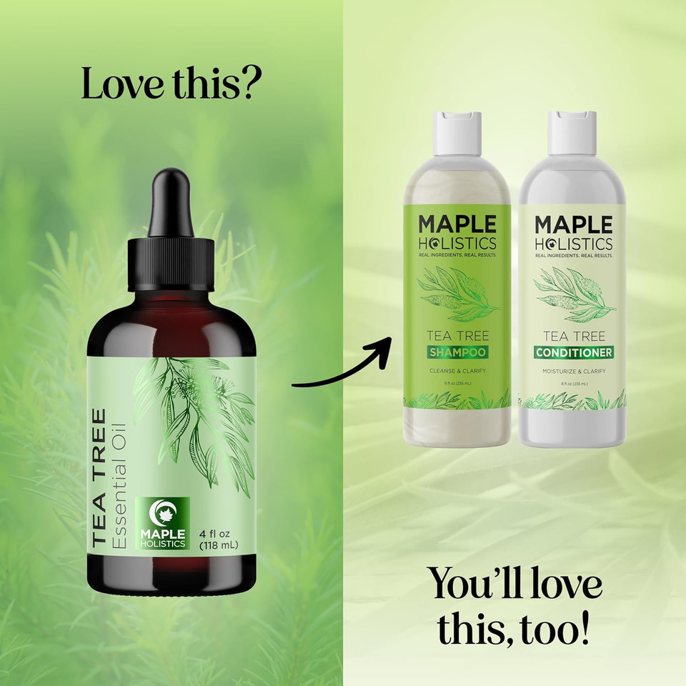 Pure Tea Tree Oil 4Oz - Australian Tea Tree Essential Oil For Hair Nails And Skin- Aromatherapy Tea Tree Oil For Skin Dry Scalp Cleanser Nail Cleaner Plus Purifying Humidifier And Diffuser Oil