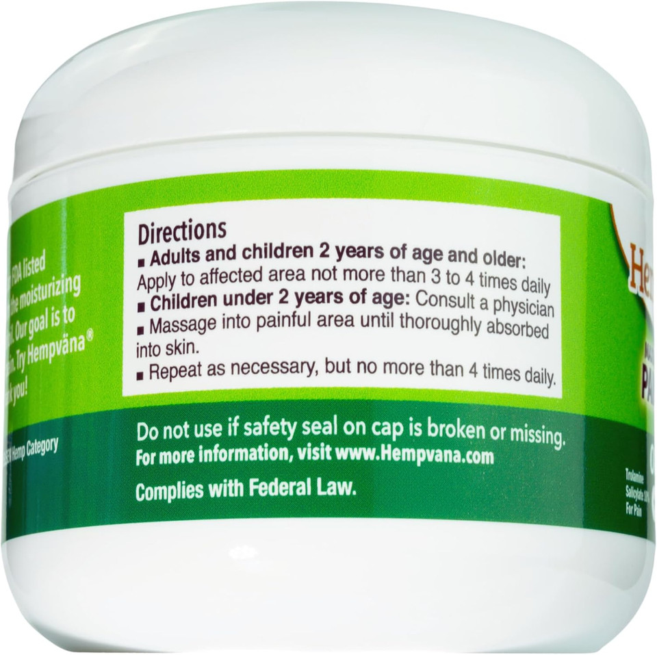 Hempvana Relief Cream With Seed Extract - Relieves Inflammation, Muscle, Joint, Back, Knee, Nerves And Arthritis  Made In Usa 4Oz Paraben Free, Vegan, Cruelty-Free As Seen On Tv