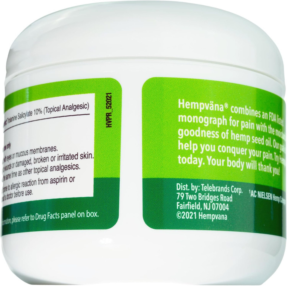 Hempvana Relief Cream With Seed Extract - Relieves Inflammation, Muscle, Joint, Back, Knee, Nerves And Arthritis  Made In Usa 4Oz Paraben Free, Vegan, Cruelty-Free As Seen On Tv