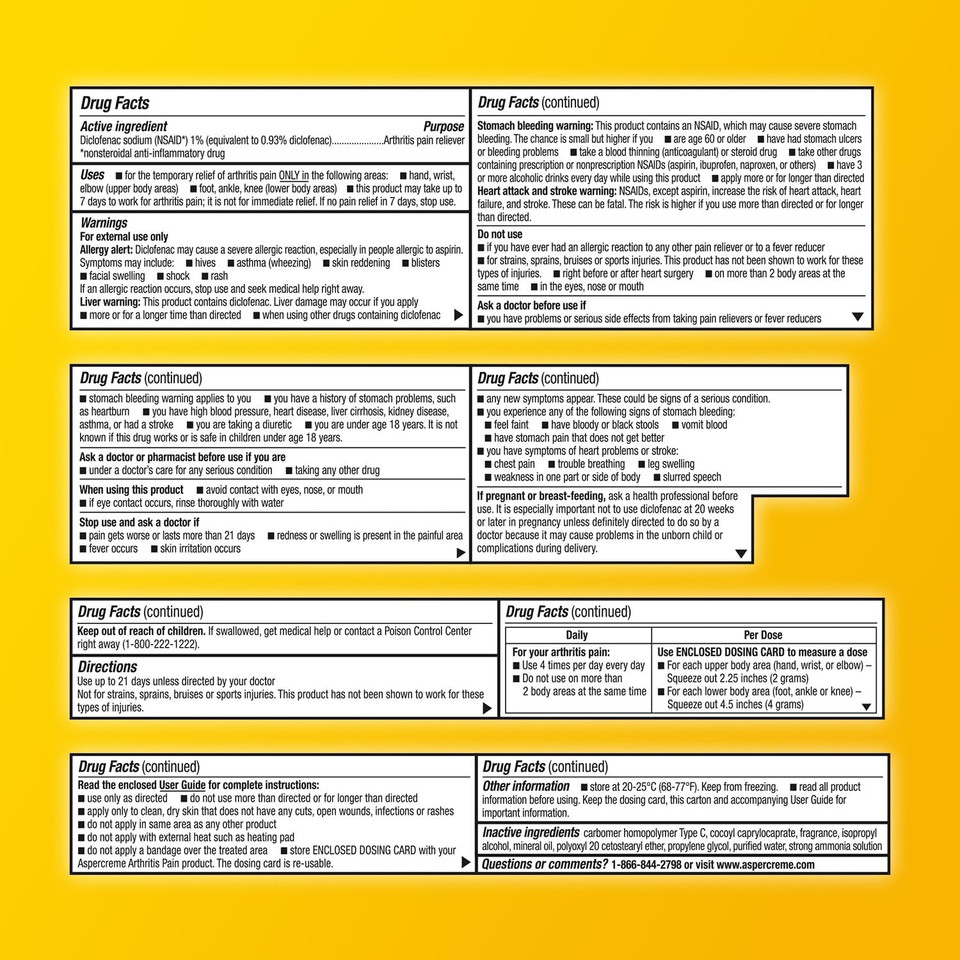 Aspercreme Arthritis Pain Relief Gel 50G, Prescription Strength Non-Steroidal Anti-Inflammatory