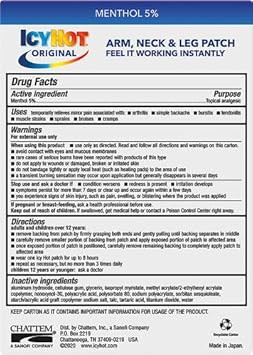 Icy Hot Original Small Pain Relief Patches (5 Count) Powerful Targeted Relief For Arm, Neck & Leg