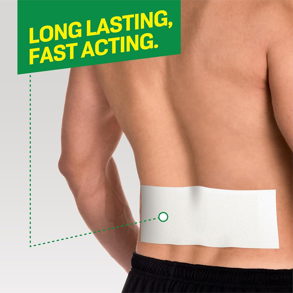 Absorbine Jr. Pain Relief Patches, Extra Large Back Pain Patch With Menthol For Lower Back Muscle Aches And Cramps, 18 Count, White