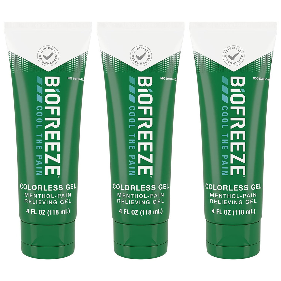 Biofreeze Pain Relief Gel, Knee & Lower Back Pain Relief, Sore Muscle Relief, Neck Pain Relief, Shoulder Pain Relief, Pharmacist Recommended, Fsa Eligible, 3 Pack (4 Fl Oz Biofreeze Menthol Gel)