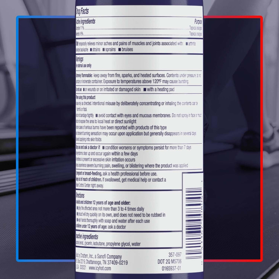 Icy Hot Pro Pain Relief Dry Spray 4-Oz. Bottle, Quick Drying Formula With Menthol & Camphor