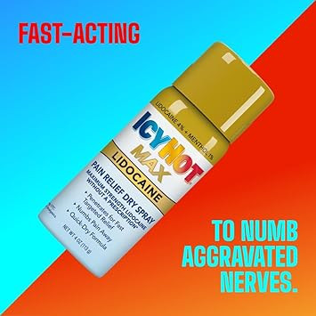 Icy Hot Max Strength Pain Relief Spray With Lidocaine Plus Menthol, 4 Ounces