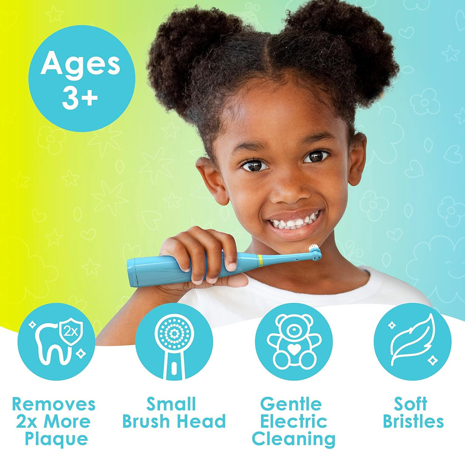 Brusheezã¢Â® Kidsã¢Â Electric Toothbrush Set - Safe & Effective For Ages 3+ Parent Tested Approved With Gentle Bristles, 2 Brush Heads, Rinse Cup, 2-Minute Timer, Storage Base (Ollie The Elephant)