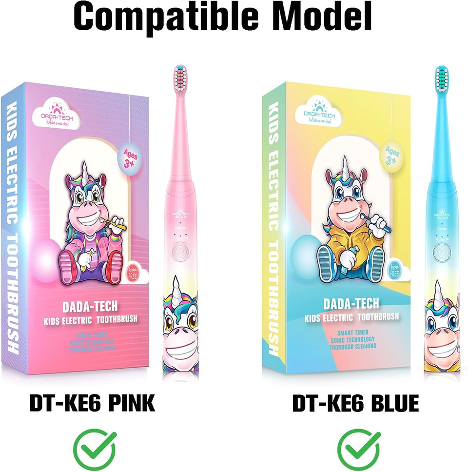 Dada-Tech Replacement Heads For Kids Electric Toothbrush Dt-Ke6 And Dt-Ke7 - Pack Of 4 (Pink)