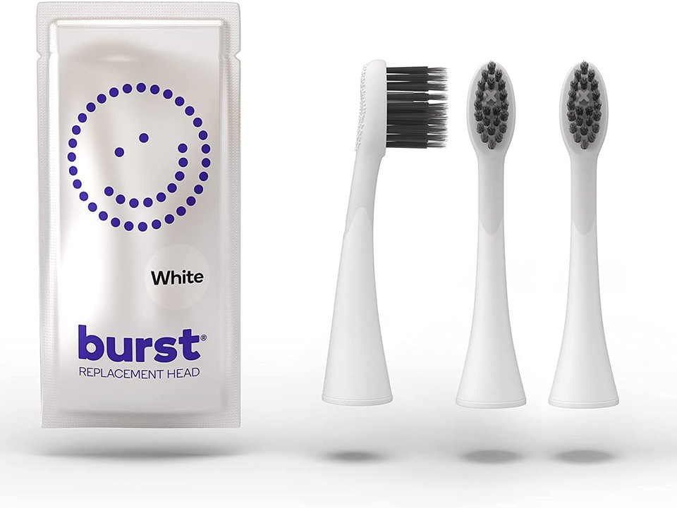 BURST Toothbrush Heads - Genuine BURST Electric Toothbrush Replacement Heads for BURST Original & Pro Sonic Toothbrushes  Ultra Soft Bristles for Deep Clean, Stain & Plaque Removal - 3-Pack, White