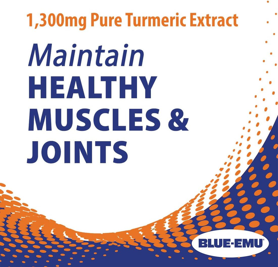 Blue Emu Joint Health Turmeric Extract Plus Bioperine Patented Black Pepper Extract For Enhanced Absorption,1,300 Mg, 60 Capsules, 2 Pack