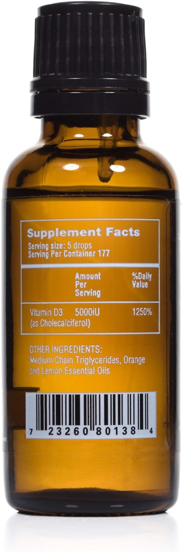 Advanced Trichology Vegetarian Liquid Vitamin D3-5000 Iu High Absorption - 1000 Iu Per Drop - 6 Month Supply - Gluten Free 365 Vit D