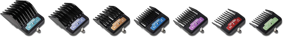 Andis 33655 Premium Clip Animal Comb Set  Built With Plastic, Includes 7 Color Coded Combs Of Different Sizes, Metal Clip To Attach Comb - Fits Ultra Edge & Ceramic Edge Blades, Multicolor