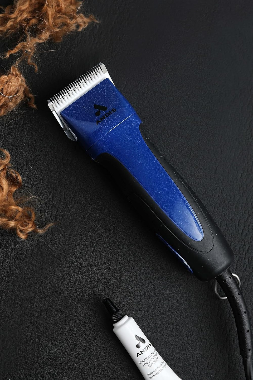 Andis 68520 Excel Professional 5-Speed Detachable Blade Clipper Kit - Animal/Dog Grooming, Rotary Motor, Soft-Grip Anti-Slip Housing, 14-Inch Cord, For All Coats & Breeds, Smc, Blue