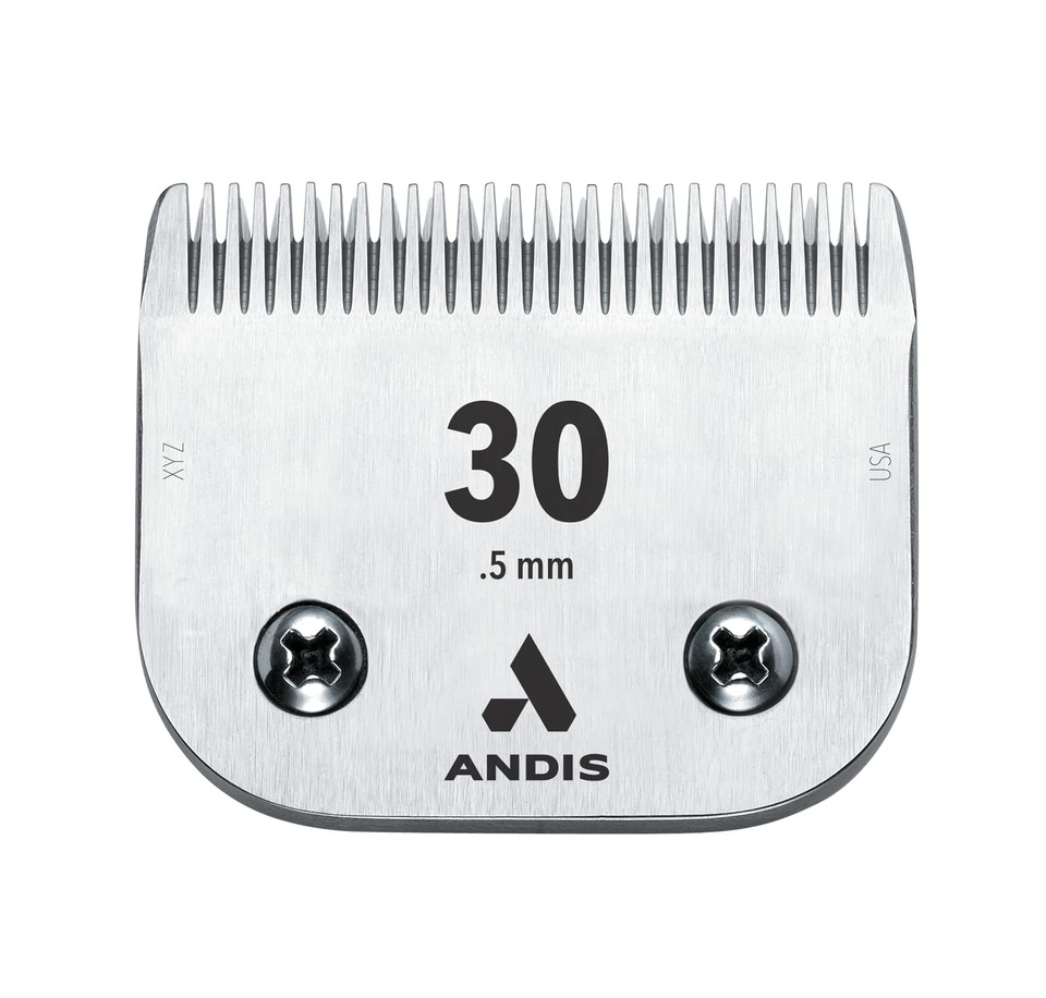 Andis 64075 Ultra Edge Dog Clipper Blade - Constructed Of Carbonized Steel, Exclusive Hardening Process With Long-Lasting Sharp Edges, 1/50-Inch Cut Length - For Larger Animals, Size-30, Chrome