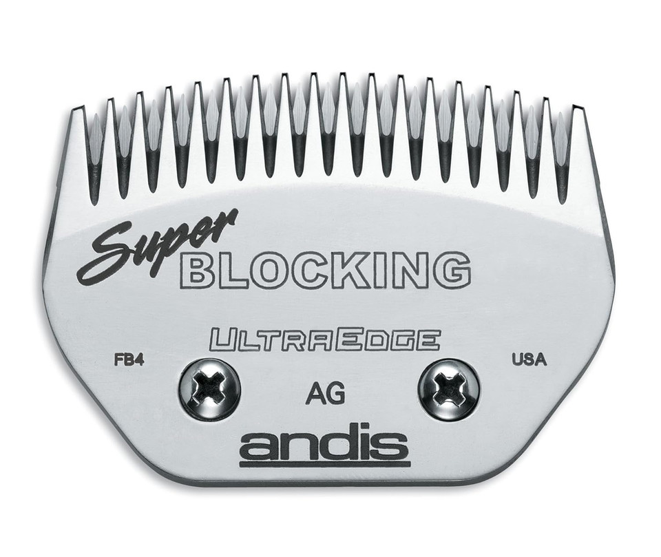 Andis 64340 Carbon-Infused Steel Ultraedge Super Blocking Large Animal Clipper Blade, Blocking, Stainless Steel
