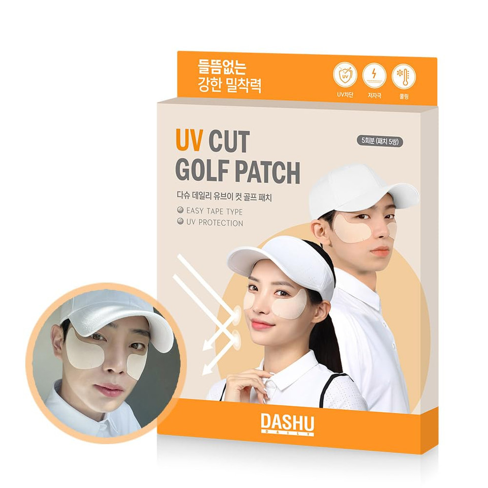 Dashu Daily Uv Cut Golf Patch 5Pairs - For Outdoor Activities, Sunblock Patches, Skin Soothing Ingredients, Anti-Freckle, Uv Protection, Easy Peel Offã¢Â