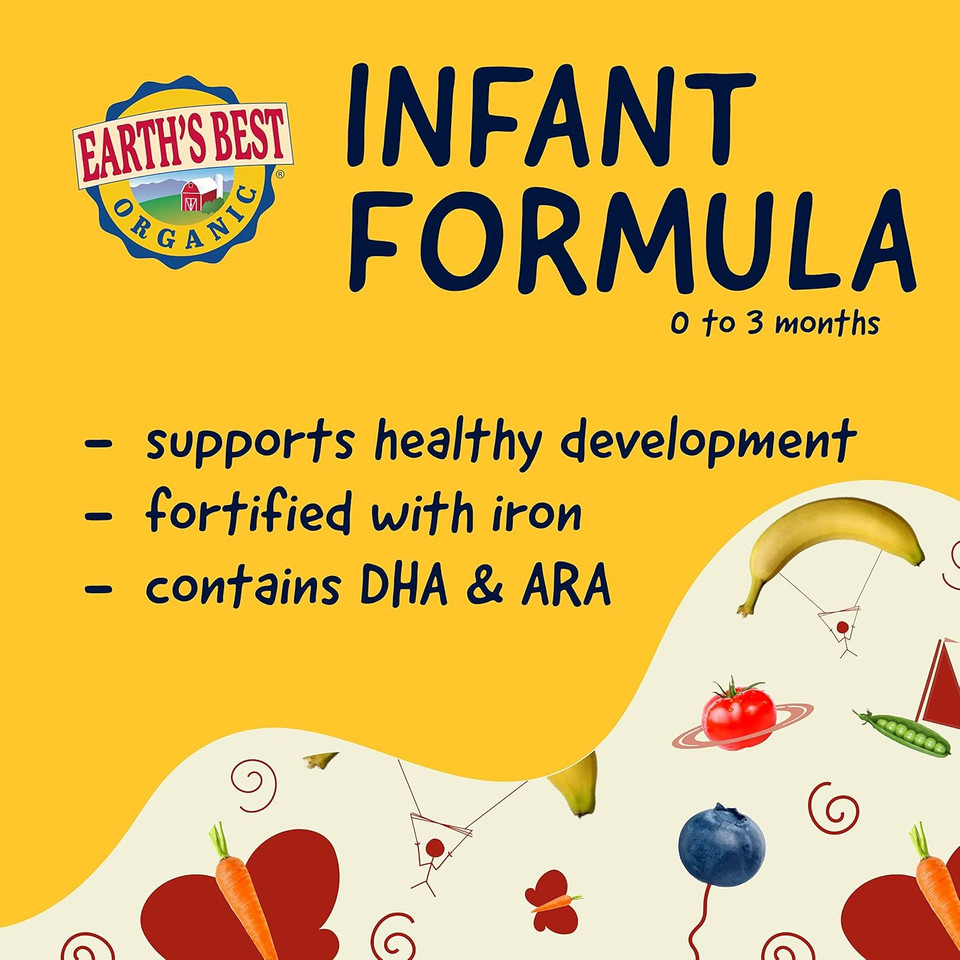 Earth'S Best Organic Baby Formula For Babies 0-12 Months, Powdered Dairy Infant Formula With Iron, Omega-3 Dha, And Omega-6 Ara, 21 Oz Formula Container