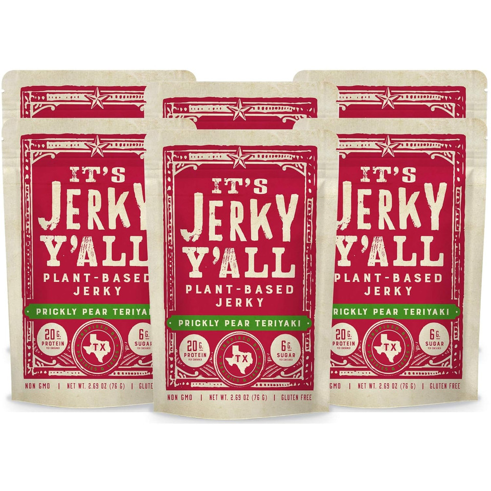 It'S Jerky Y'All Plant Based Jerky Teriyaki | Beyond Tender And Tasty Vegan Snacks | Non-Gmo, Gluten Free, Vegetarian (6 Pack)