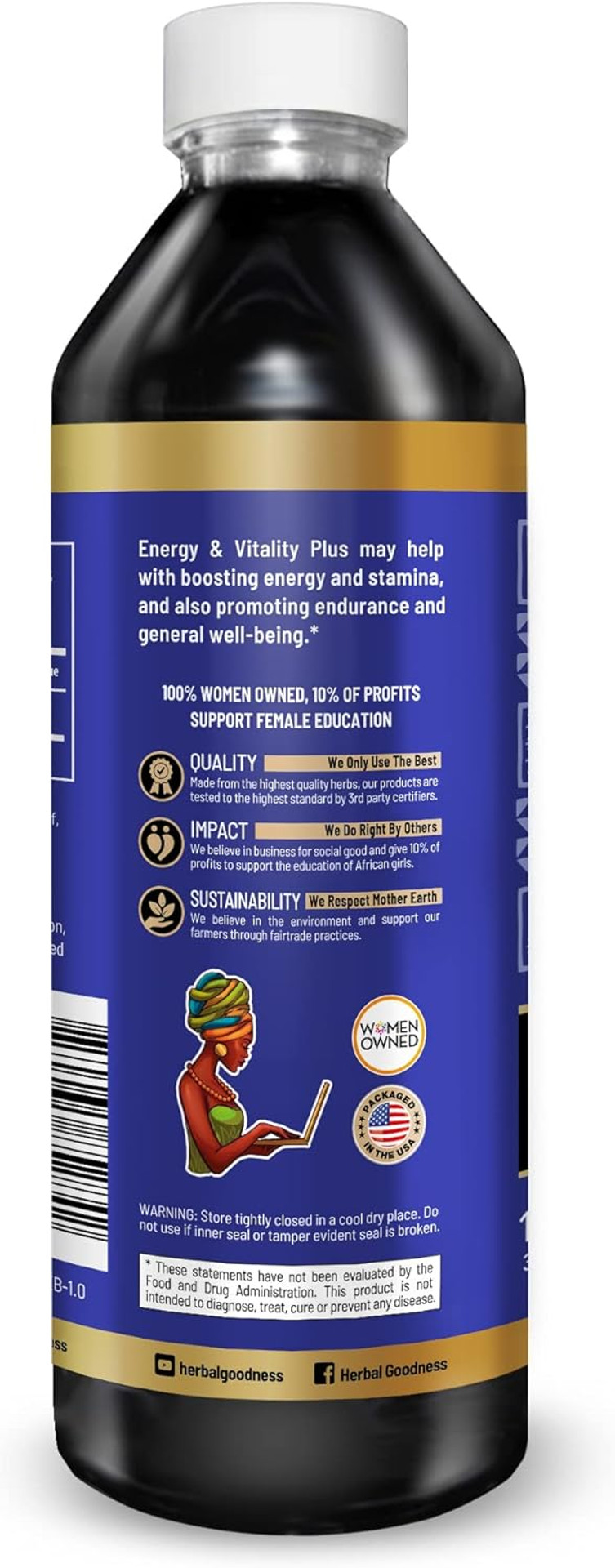 Herbal Goodness Energy And Vitality 12Oz - Herbal Blend - Energy Boost, Vitality Support, Muscle Support, Productivity - Energy Supplement For Men And Women