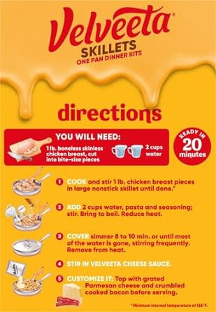 Velveeta Skillets Chicken Alfredo One Pan Dinner Kit, 12.5 Oz Box