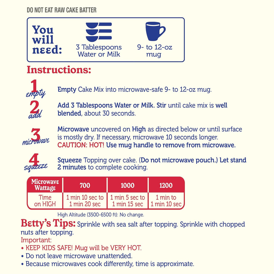 Betty Crocker Mug Treats Chocolate Caramel Cake Mix With Caramel Topping, 4 Servings, 12.5 Oz. (Pack Of 6)