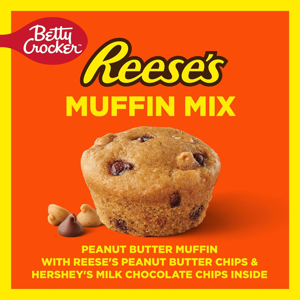 Betty Crocker Reese'S Peanut Butter Muffin Mix, Baking Mix Made With Reeseã¢ÂS Peanut Butter Chips And Hersheyã¢ÂS Milk Chocolate Chips, 12.8 Oz