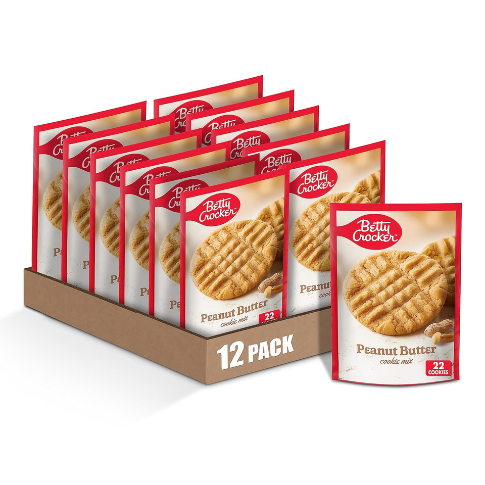 Betty Crocker Peanut Butter Cookies, Cookie Baking Mix, 17.5 oz (Pack of 12)