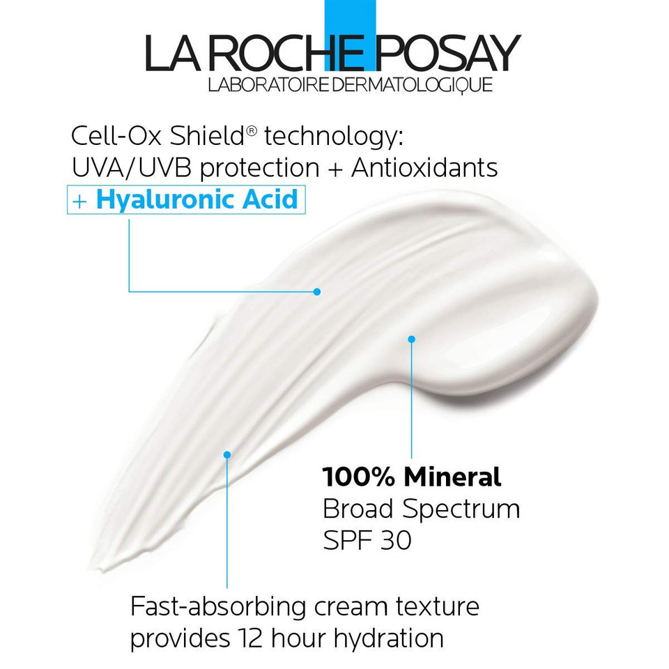 La Roche-Posay Anthelios 100% Mineral Sunscreen Moisturizer With Hyaluronic Acid, Broad Spectrum Spf 30 Face Sunscreen With Zinc Oxide & Titanium Dioxide, 1.7 Fl. Oz
