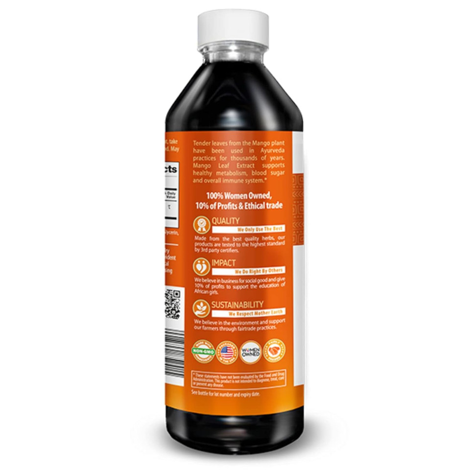Mango Leaf Extract Liquid Organic - African Mango, Black Mango - Gut, Immunity, Digestive Support, General Wellness - Natural Supplements -12Oz Btl - Herbal Goodness Mango Leaf Extract Liquid Organic - African Mango, Black Mango - Gut, Immunity, Digestive Support, General Wellness - Natural Supplements -12Oz Btl - Herbal Goodness