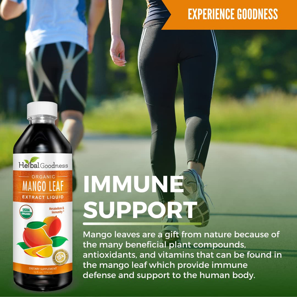 Mango Leaf Extract Liquid Organic - African Mango, Black Mango - Gut, Immunity, Digestive Support, General Wellness - Natural Supplements -12Oz Btl - Herbal Goodness Mango Leaf Extract Liquid Organic - African Mango, Black Mango - Gut, Immunity, Digestive Support, General Wellness - Natural Supplements -12Oz Btl - Herbal Goodness
