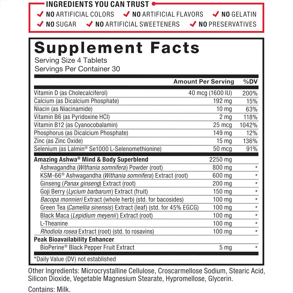 Force Factor Amazing Ashwa For Stress Relief, Memory, Focus, And Immune Support Health, Ashwagandha Supplement With Ksm-66 Ashwagandha For Stress, Vitamins, Minerals, And Antioxidants, 360 Tablets