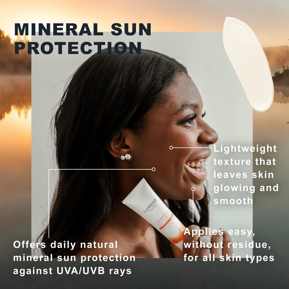 Lumene Nordic-C Radiance Flash Day Fluid Sun Protection - Spf 30 Zinc Oxide Mineral Sunscreen With Vitamin C - Face Sunscreen For All Skin Types (50Ml)