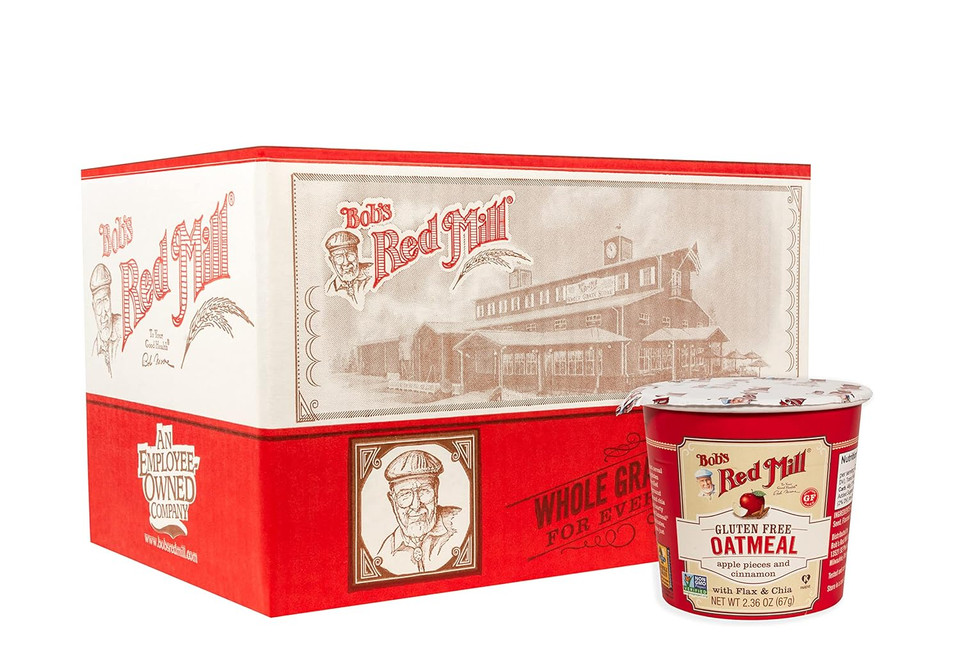 Bob'S Red Mill Gf Oatmeal Cup, Apple & Cinnamon, 2.36 Ounce Cup (Pack Of 12), Gluten Free, Non-Gmo, Whole Grain, Kosher