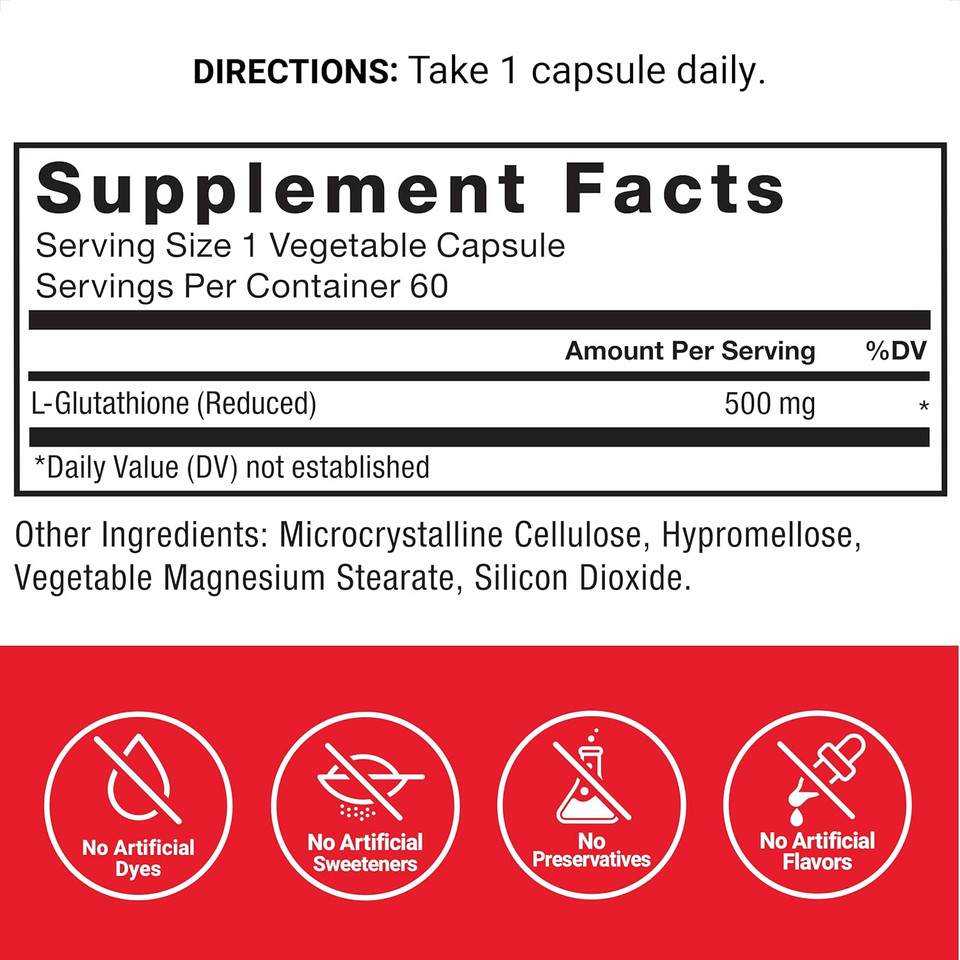 Force Factor Glutathione Supplement, Antioxidant Supplement With Reduced Glutathione 500Mg For Superior Absorption And Efficacy, Active Form, Vegan, Non-Gmo, 60 Vegetable Capsules