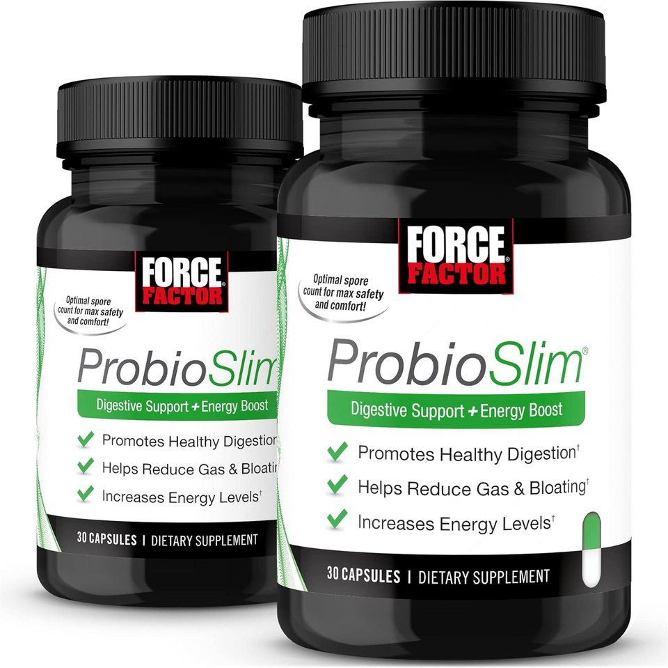 Force Factor Probioslim, 2-Pack, Probiotic Supplement For Women And Men With Probiotics And Green Tea Extract, Reduce Gas, Bloating, Constipation, Support Digestive Health & Gut Health, 60 Capsules